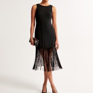 Abercrombie & Fitch black Fringe Mini Dress in small Tall